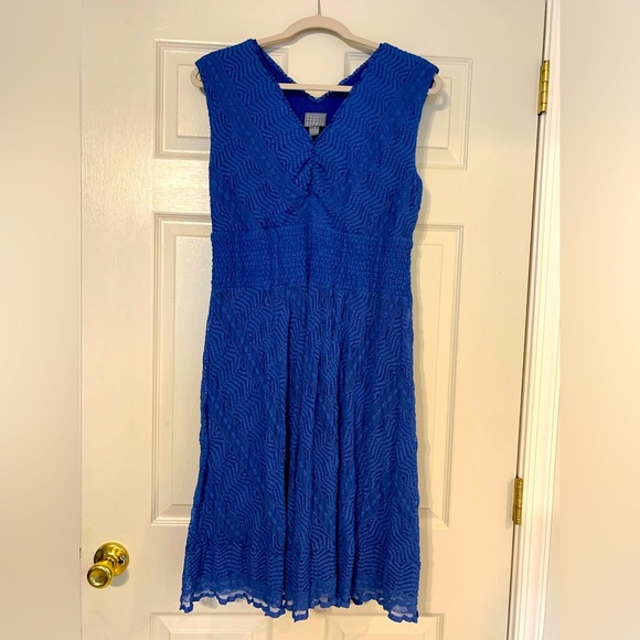 Rabbit Designs Elegant Blue Sleeveless Dress S14 EUC - Picture 1 of 4